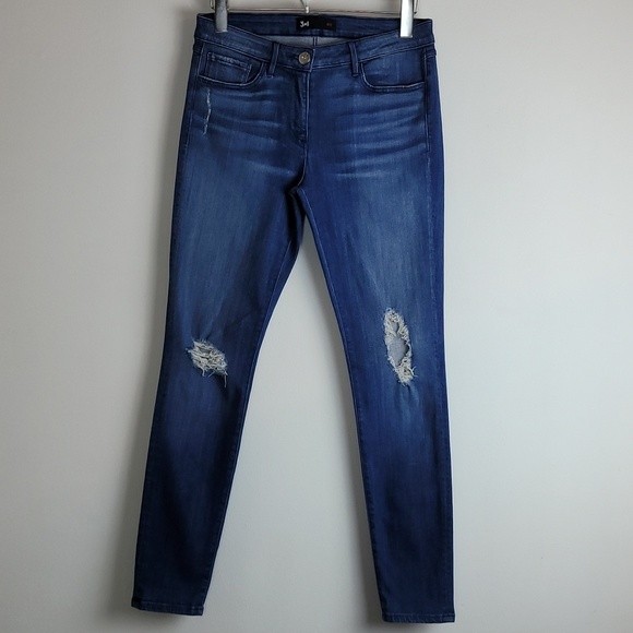 3x1 Mid Rise Distressed Skinny Jean Sz 28